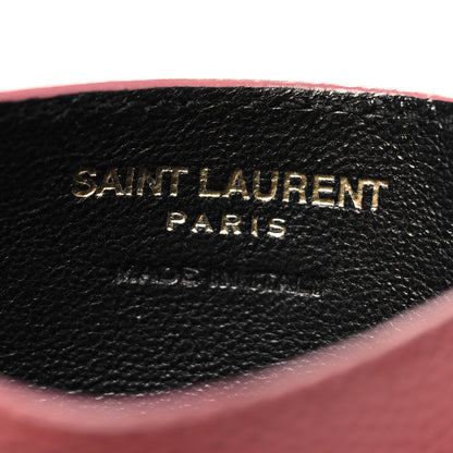 Saint Laurent Grain De Poudre Matelasse Chevron Monogram Credit Card Case Dark Rose 6 of 11