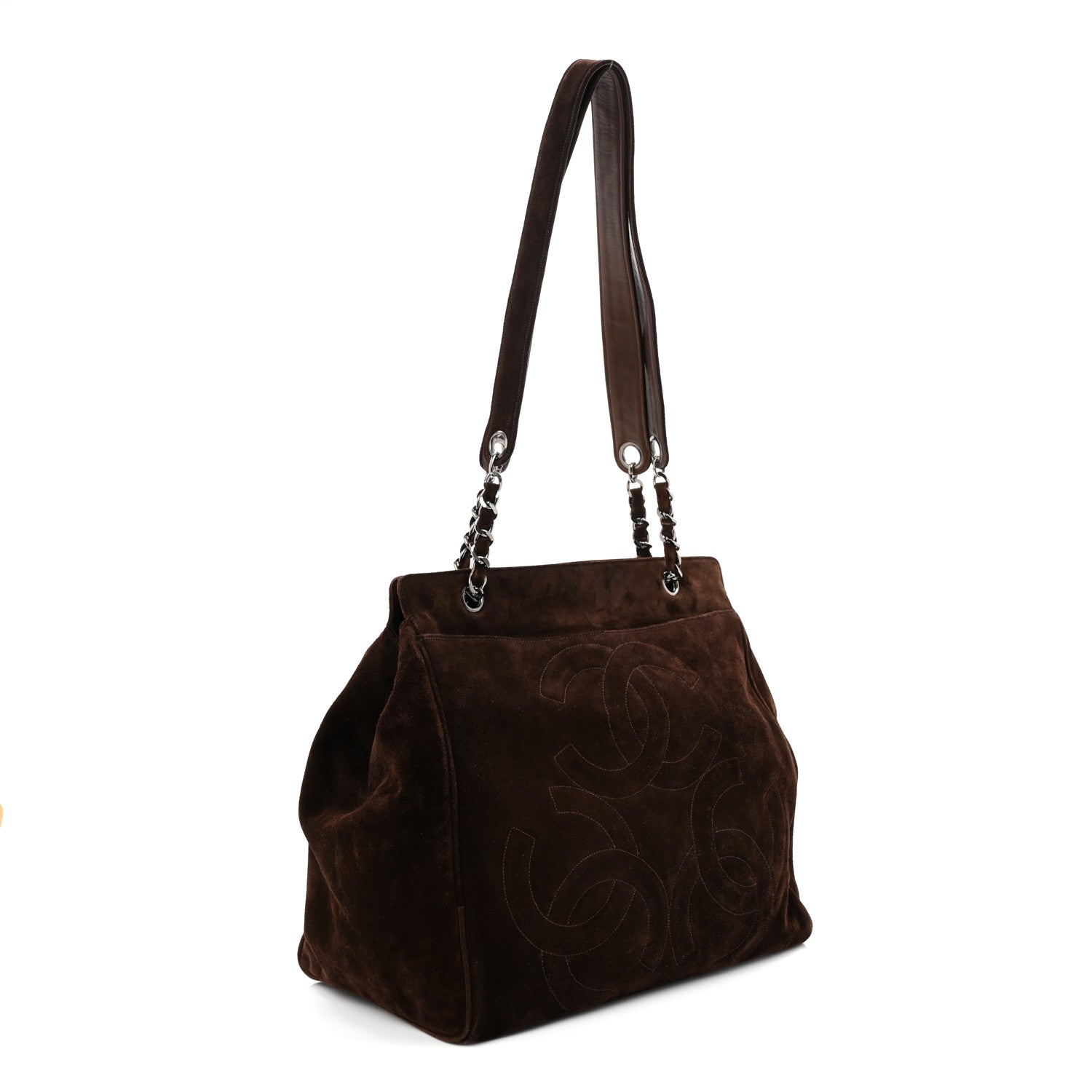 Chanel Suede CC Shoulder Bag Brown 3 of 10