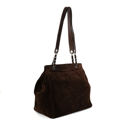 Chanel Suede CC Shoulder Bag Brown 3 of 10