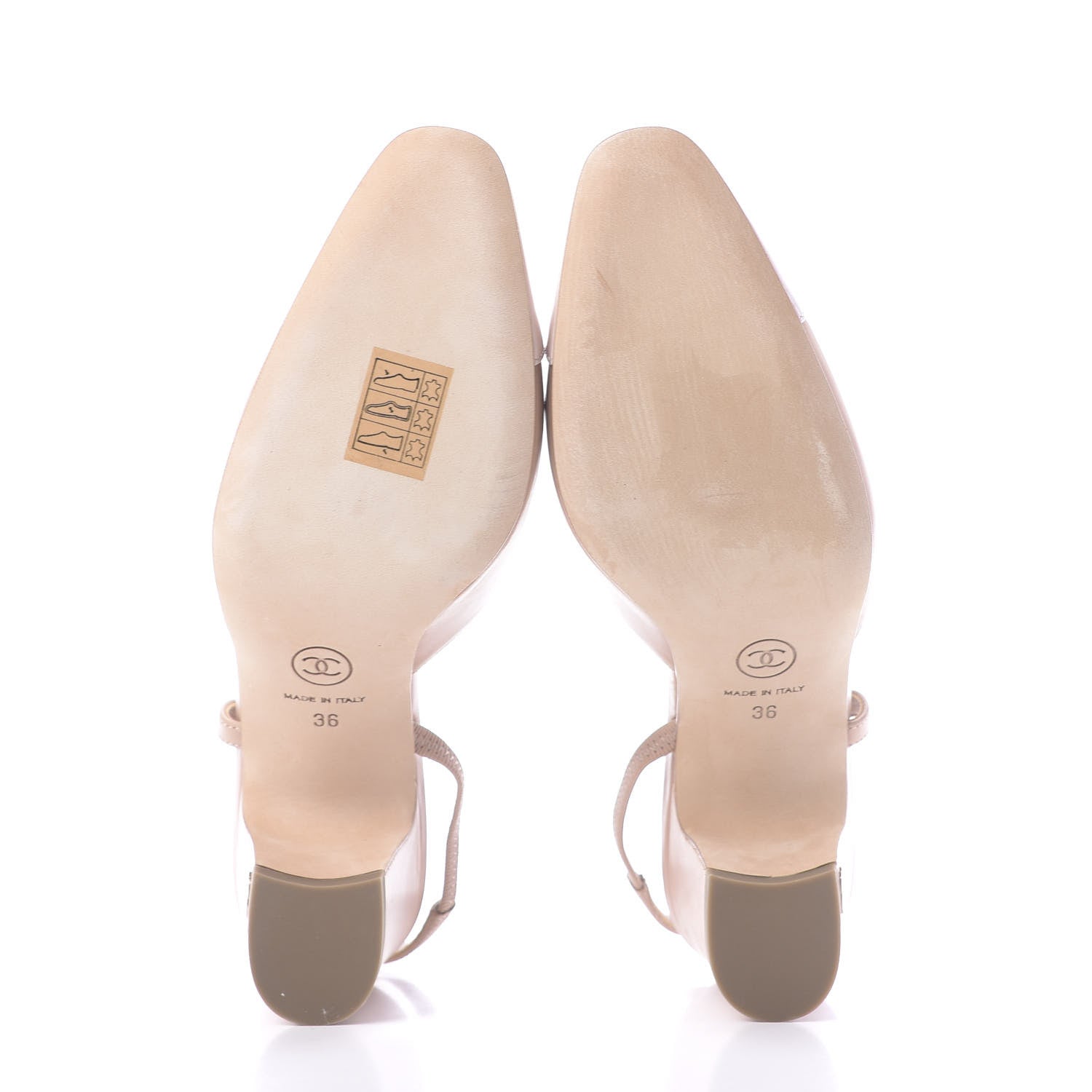 Chanel Glazed Calfskin Cap Toe CC Slingback Pumps 36 Beige Pink 7 of 11