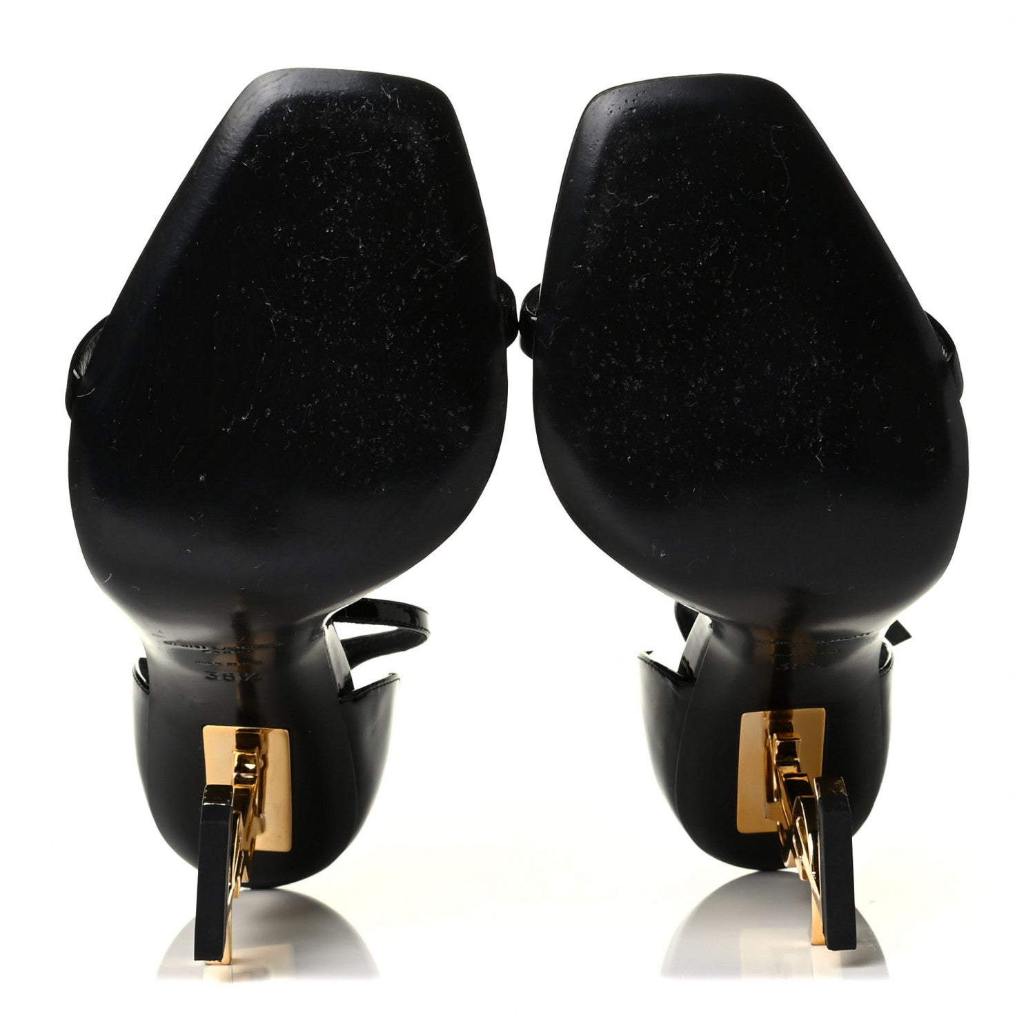 Saint Laurent Patent Calfskin Opyum Sandals 38.5 Black 4 of 7