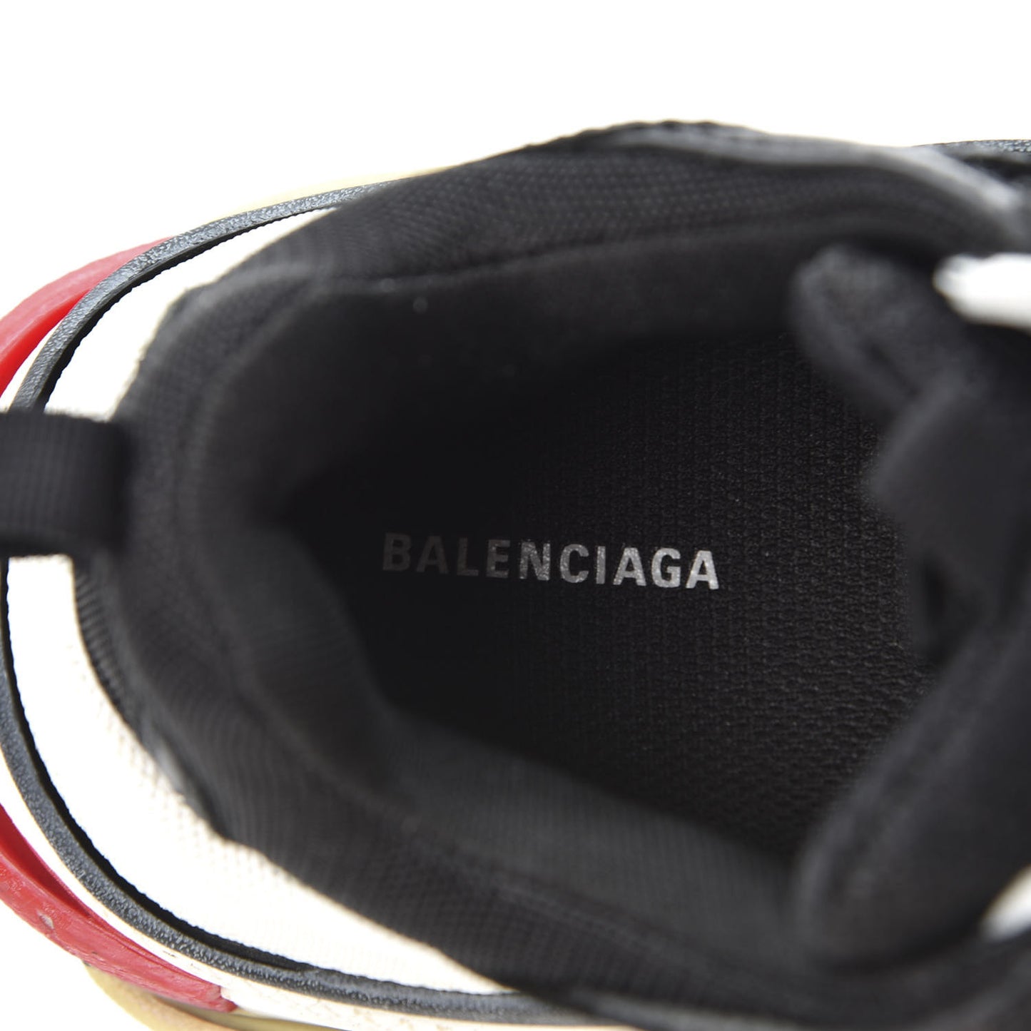Fabric Mesh Washed Effect Womens Triple S Sneakers 36 Black Red