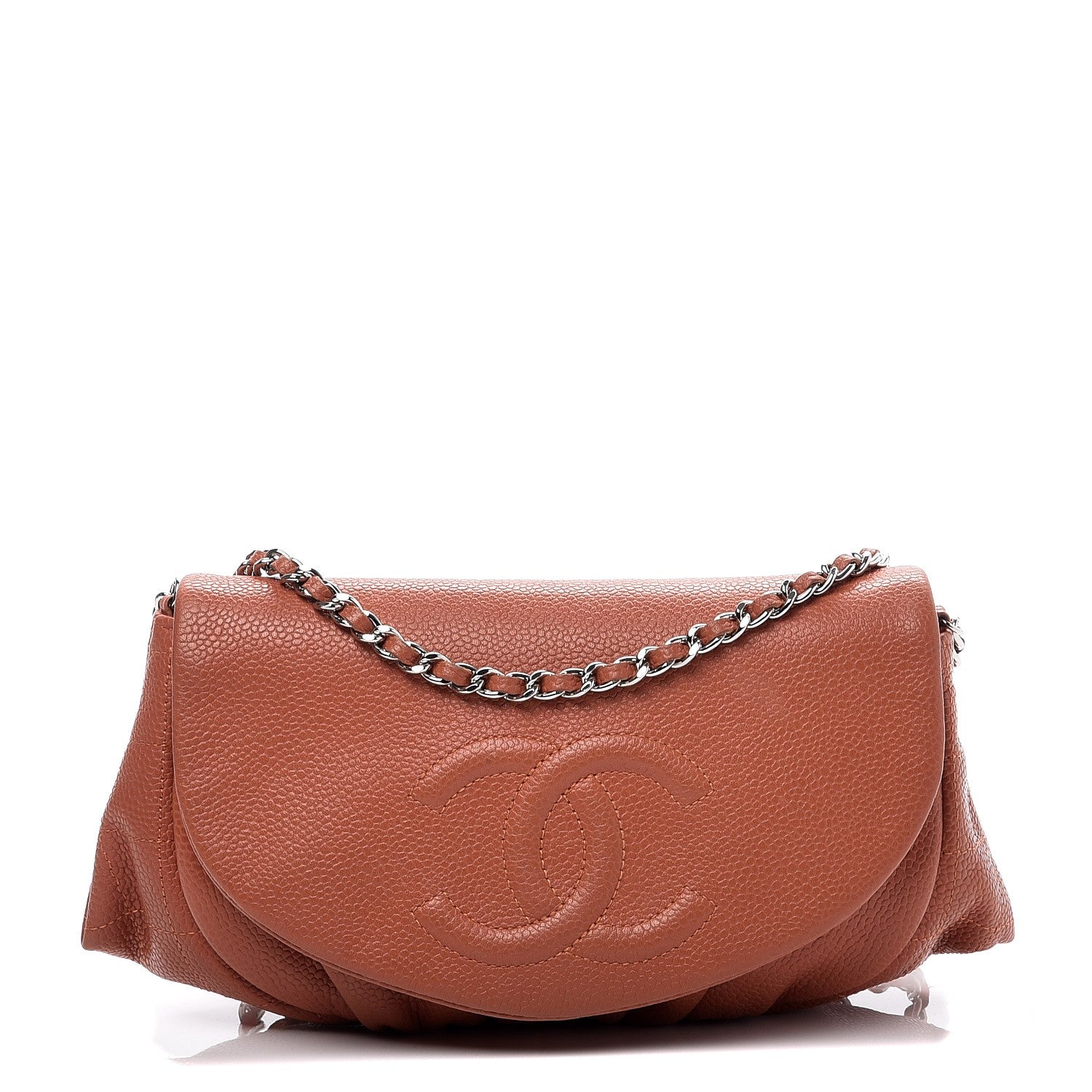 Chanel Caviar Half Moon Wallet On Chain WOC Light Red 1 of 13