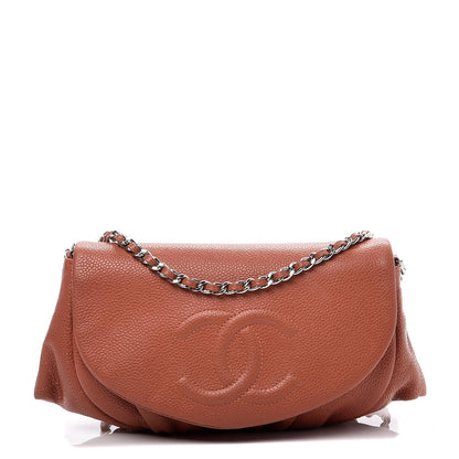 Chanel Caviar Half Moon Wallet On Chain WOC Light Red 1 of 13