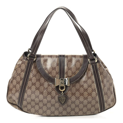 Gucci Crystal Monogram Duchessa Flap Shoulder Bag Dark Brown 1 of 14