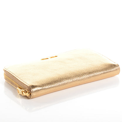 Miu Miu Goatskin Madras Zip Around Wallet Platinum 4 of 11
