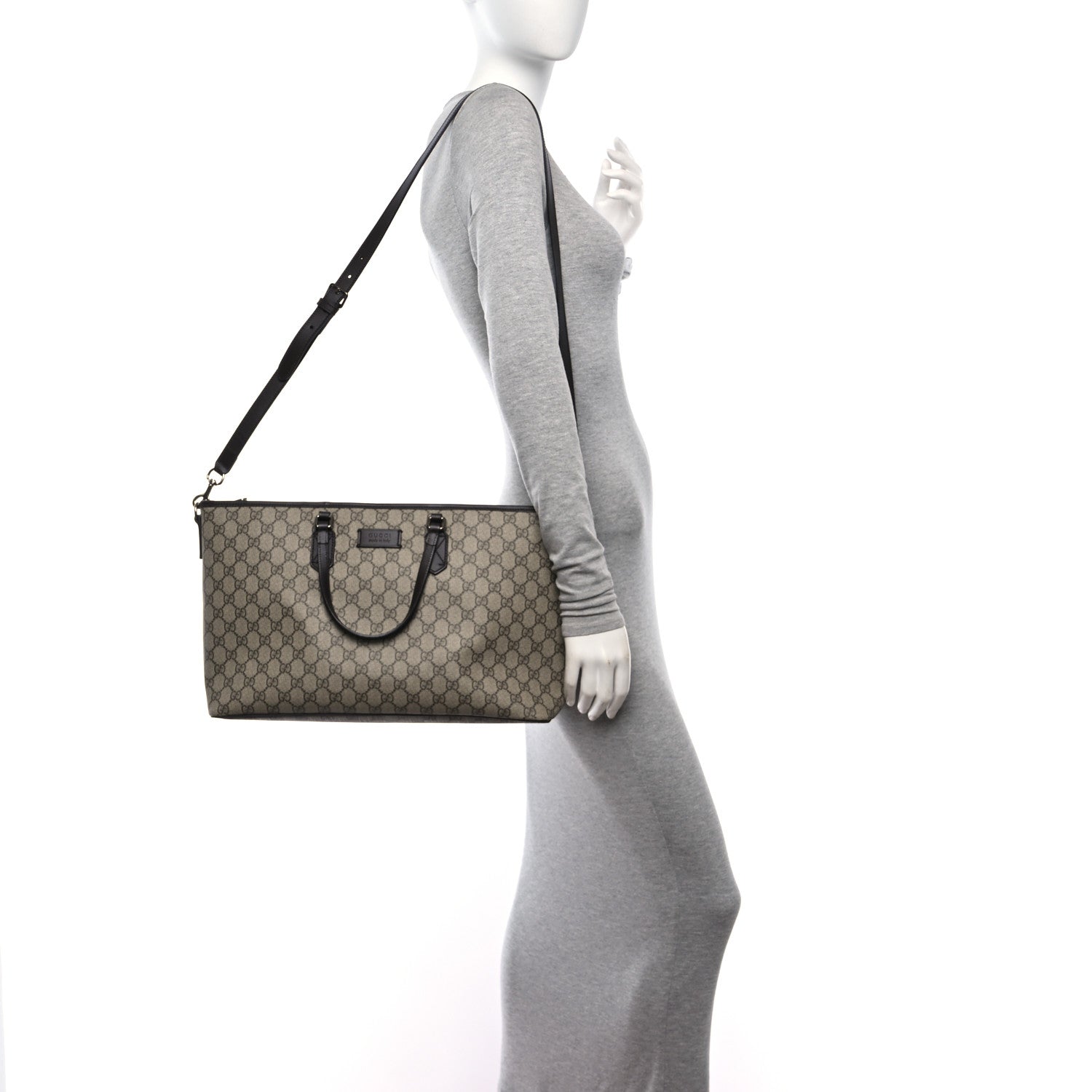 Gucci GG Supreme Monogram Medium Zippered Tote Dark Brown 2 of 10