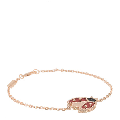 Van Cleef & Arpels 18K Rose Gold Carnelian Onyx Lucky Spring Open Wing Lady Bug Bracelet 1 of 4