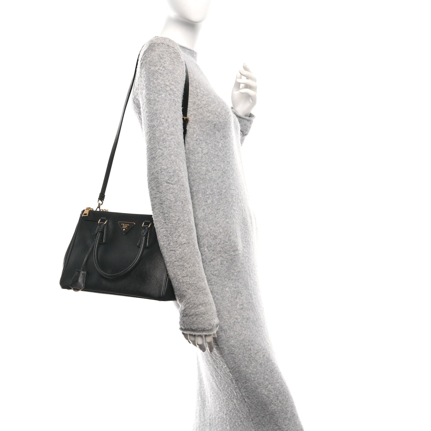 Saffiano Small Galleria Double Zip Tote Black