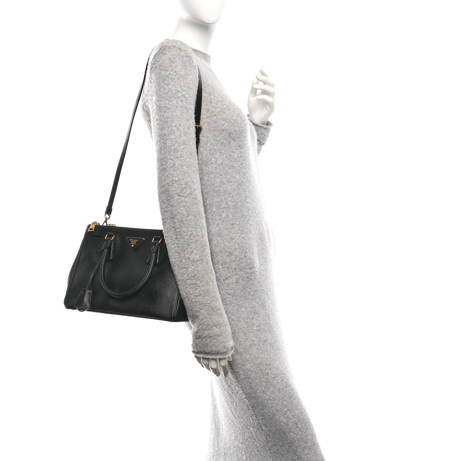 Prada Saffiano Small Galleria Double Zip Tote Black 2 of 11