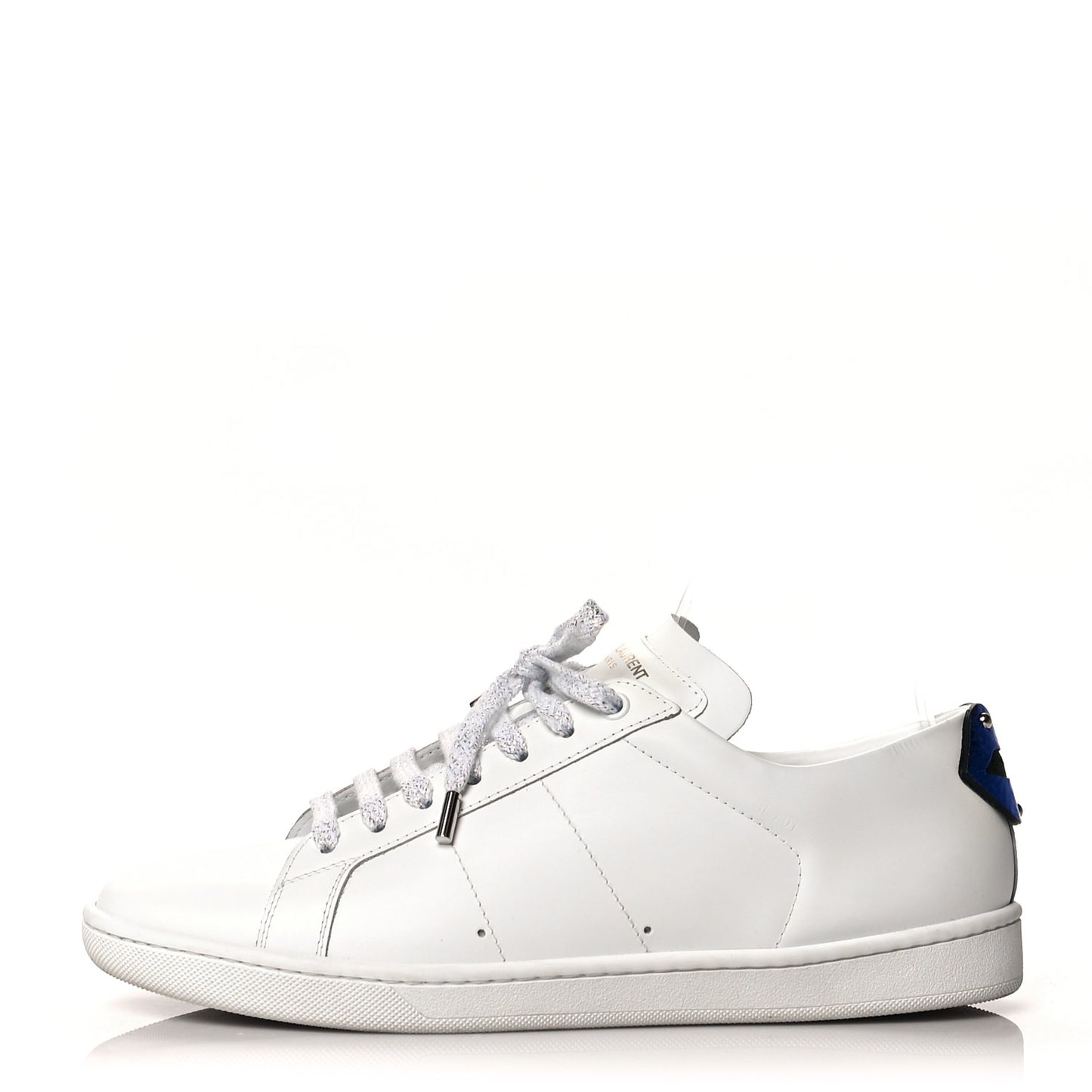 Calfskin Metallic Ayers Signature Court Lips Sneakers 40.5 Optic White