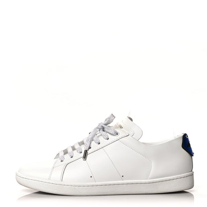 Saint Laurent Calfskin Metallic Ayers Signature Court Lips Sneakers 40.5 Optic White 1 of 12