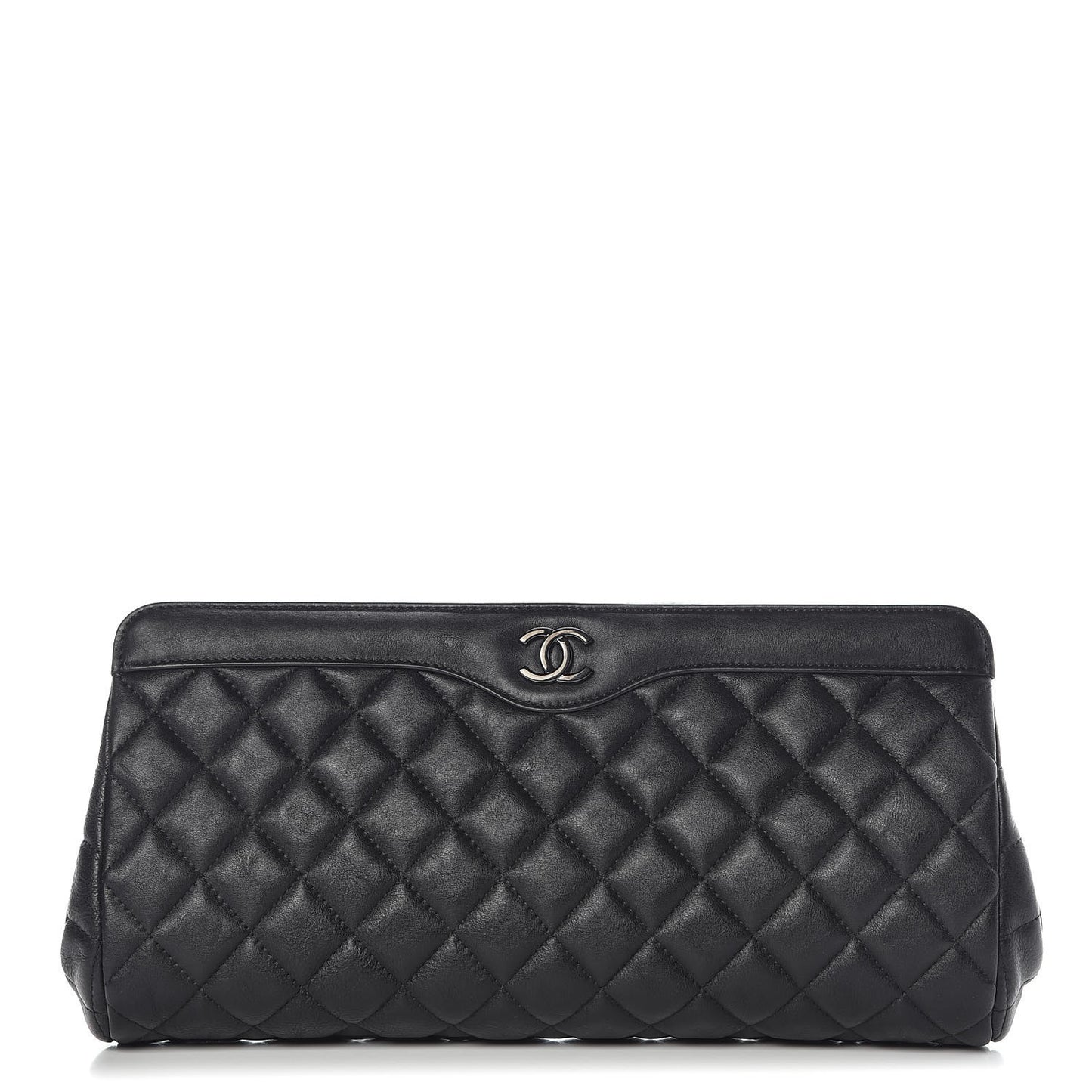 Crumpled Calfskin Quilted Clutch So Black