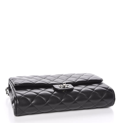 Chanel Lambskin Quilted Clutch With Chain Flap Black 4 of 13