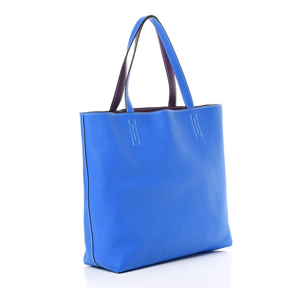 Hermes Taurillon Clemence Double Sens 45 Reversible Tote Bleu Zanzibar Ultraviolet 3 of 16