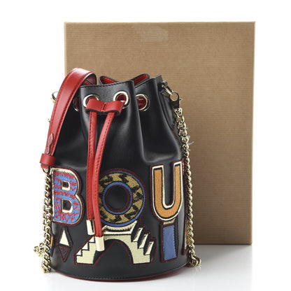 Christian Louboutin Calfskin Embroidered Alpha Marie Jane Bucket Black Multicolor 10 of 10