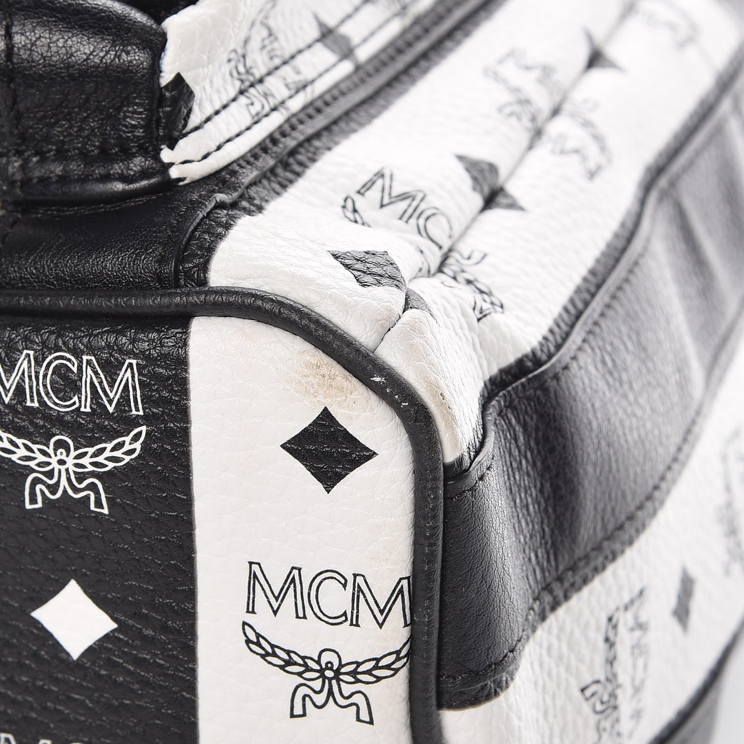 MCM Striped Visetos Studded Medium Stark M Backpack Black White 11 of 13
