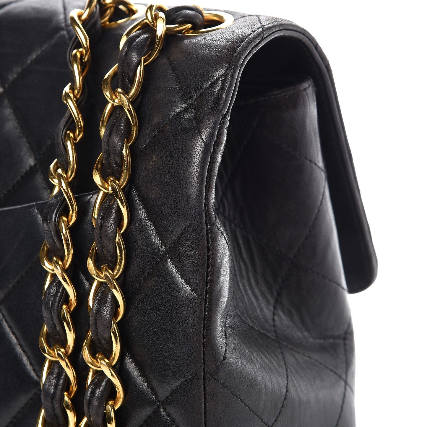 Lambskin Quilted Jumbo Single Flap Black