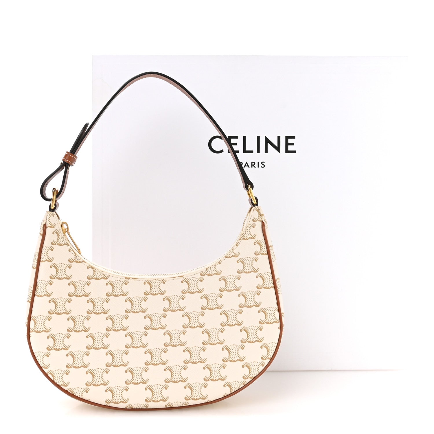 Celine Canvas Calfskin Ava Triomphe Shoulder Bag White 11 of 11
