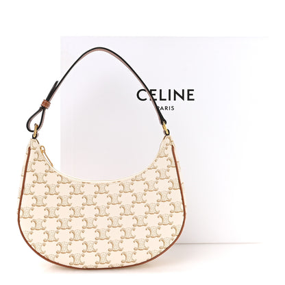 Celine Canvas Calfskin Ava Triomphe Shoulder Bag White 11 of 11