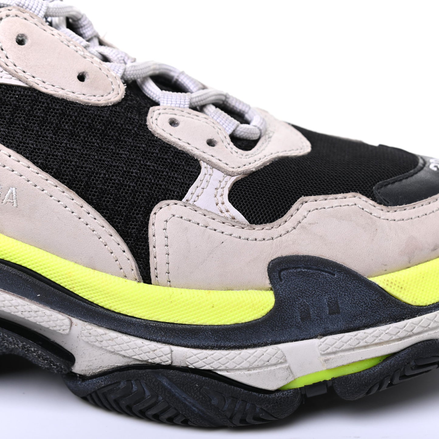 Fabric Mesh Womens Triple S Sneakers 39 Grey Black Jaune Fluo