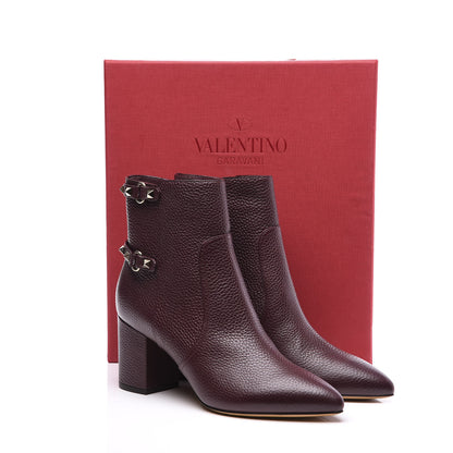 Valentino Garavani Pebbled Calfskin Rockstud 70mm Ankle Boots 40 Rubin 10 of 10