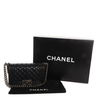 Chanel Metallic Calfskin Quilted Small Boy Flap Black 5 of 9