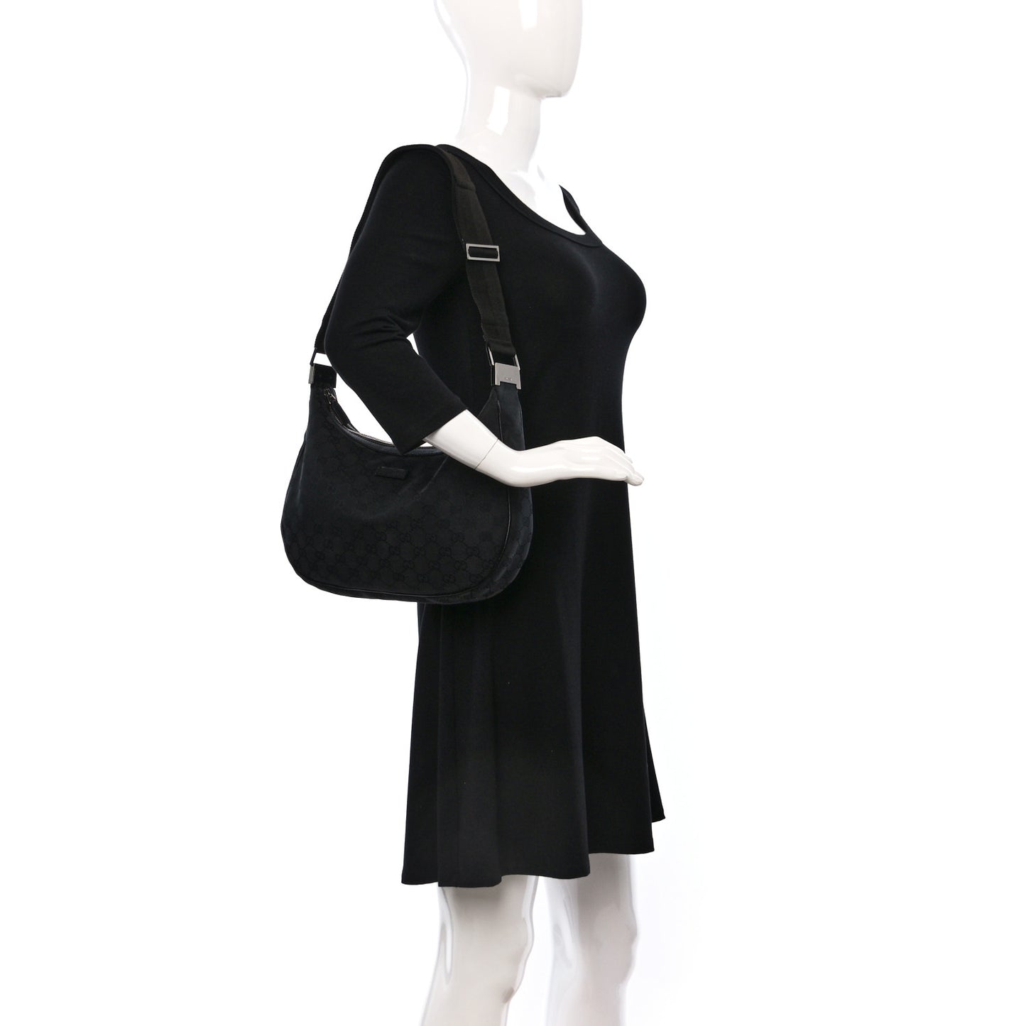 Monogram Medium Half Moon Hobo Black