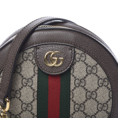 Gucci GG Supreme Monogram Web Mini Ophidia Round Shoulder Bag Brown 9 of 10