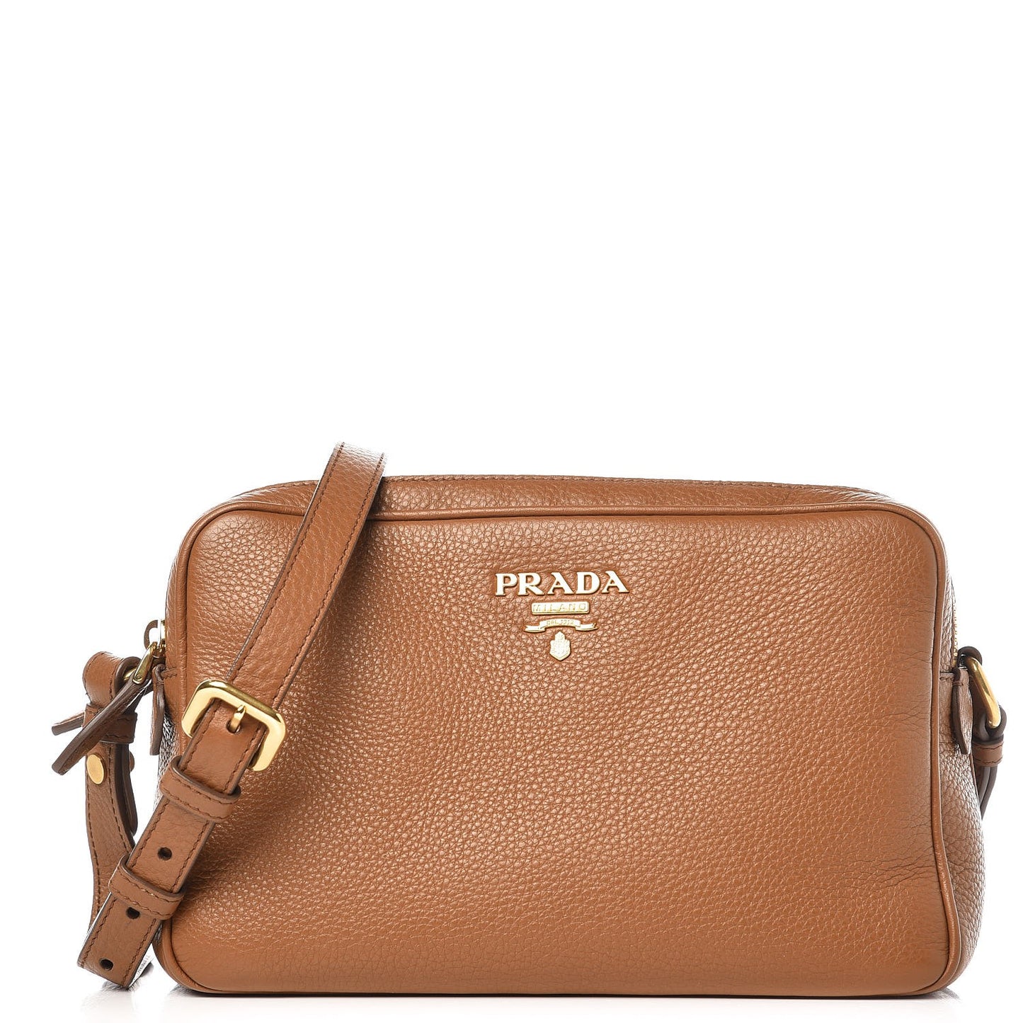 Vitello Daino Medium Double Zip Shoulder Bag Cannella