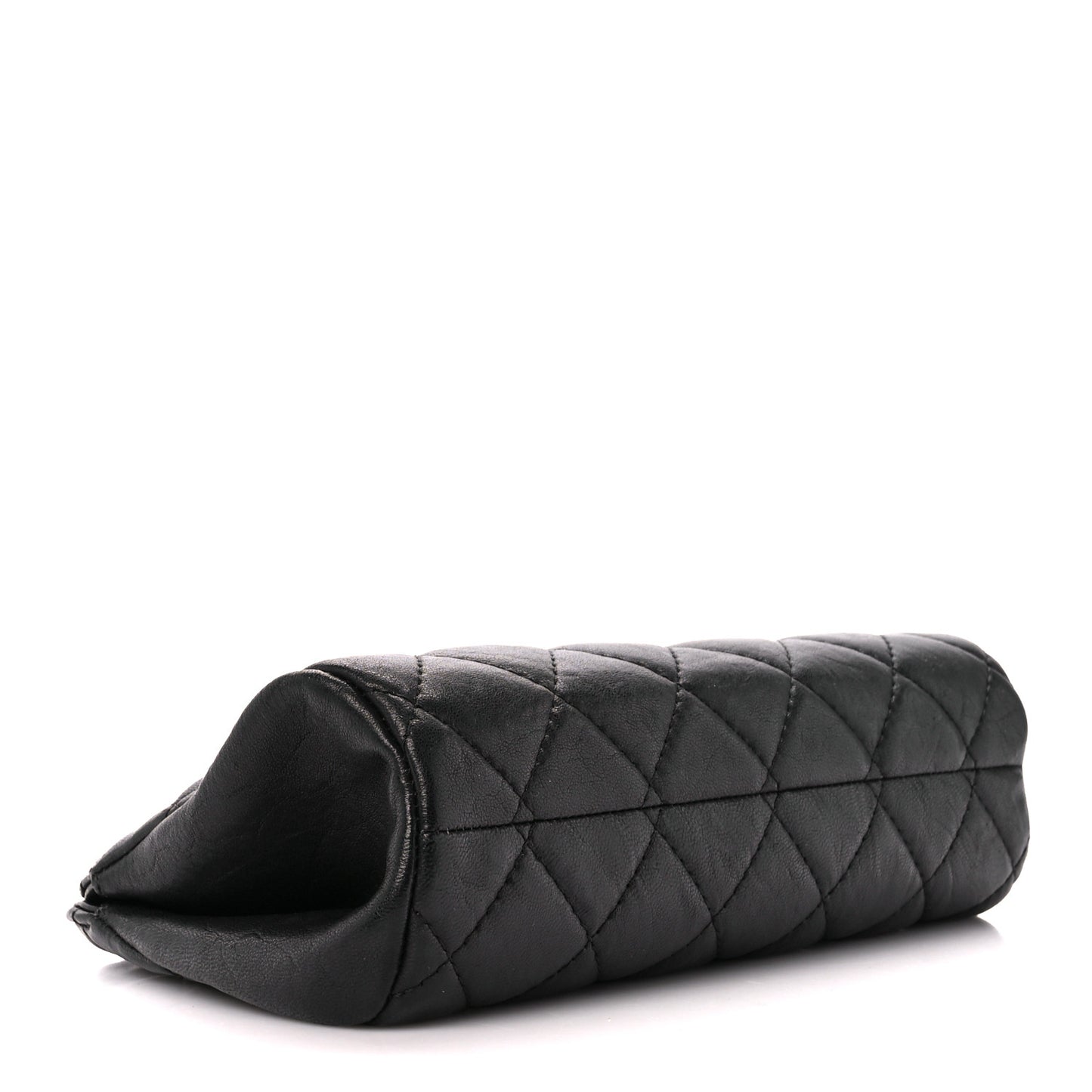 Lambskin Quilted Leo Lion Clutch Black