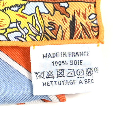 Hermes Silk Rendez-Vous Galant Scarf 70 Ciel Orange White 3 of 5