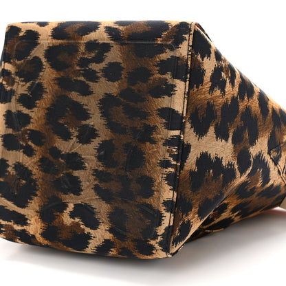Christian Louboutin Crepe Satin Leopard Print Empire Spike Studded Mini Cabachic Bucket Bag Brown 10 of 10