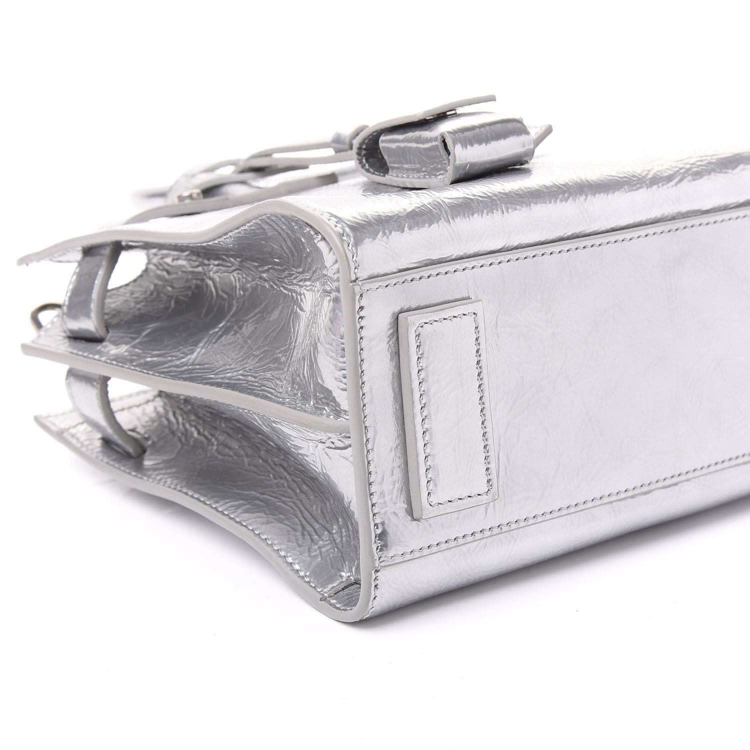Saint Laurent Metallic Crinkled Calfskin Nano Supple Sac De Jour Silver 5 of 8