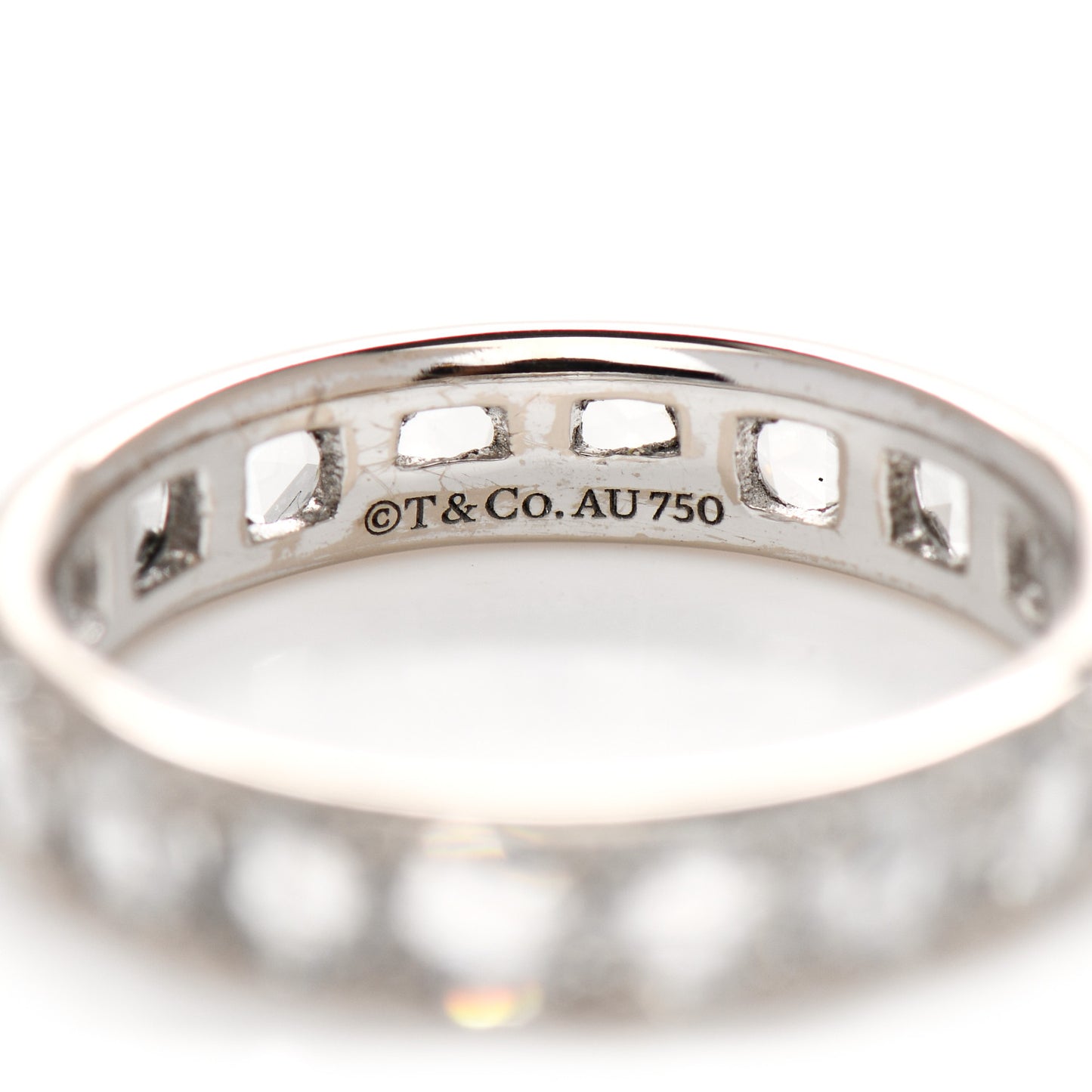 18K White Gold Diamond Metro Rose Cut Eternity Band Ring 48 4.5
