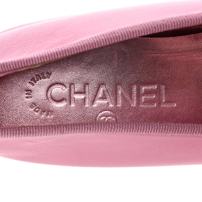 Chanel Laminated Crumpled Lambskin Cap Toe CC Ballerina Flats 39 Pink Black 8 of 10