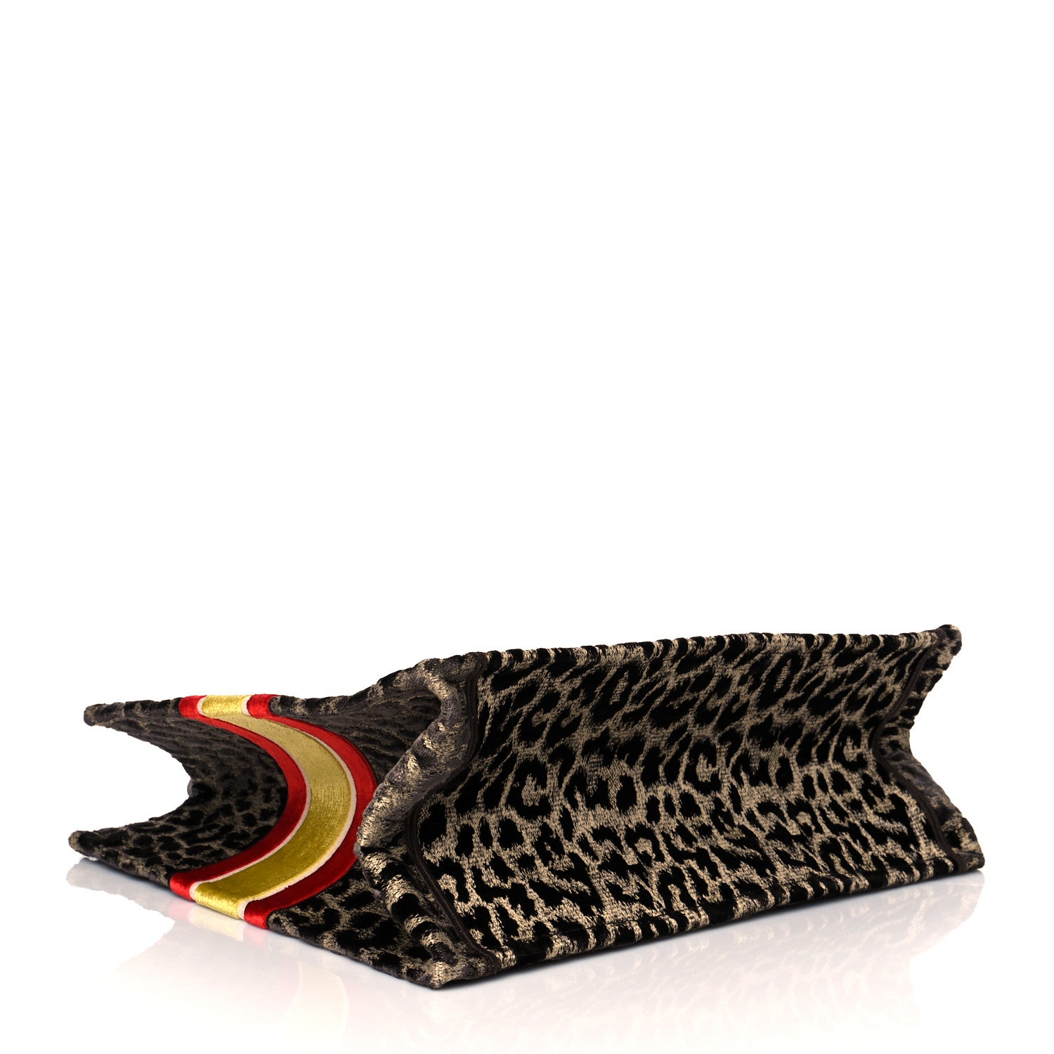 Christian Dior Canvas Velvet Embroidered Large Leopard Book Tote Beige 3 of 9