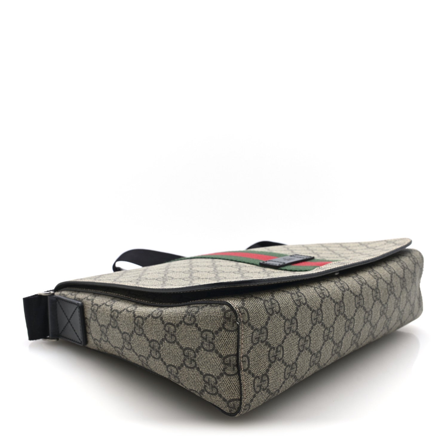 Gucci GG Supreme Monogram Web Flap Messenger Bag Black 4 of 10