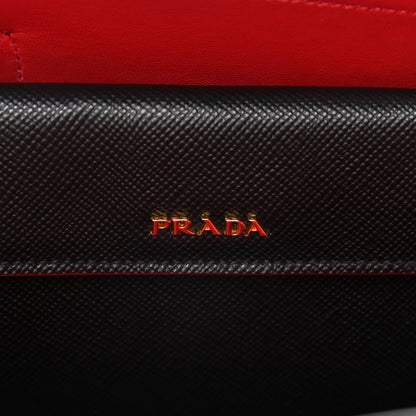 Prada Saffiano Cuir Large Double Bag Black Fuoco 7 of 15