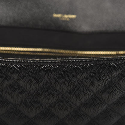 Saint Laurent Grain De Poudre Large Tri-Quilt Monogram Satchel Black 9 of 20