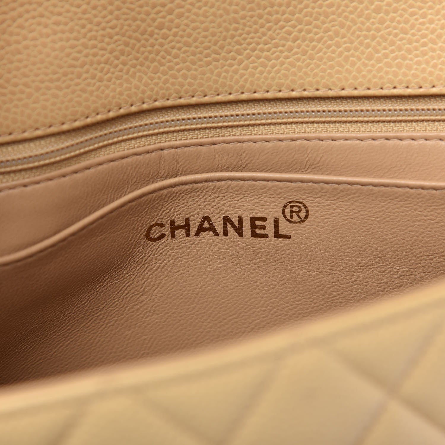 Chanel Caviar Quilted Shoulder Flap Bag Beige 8 of 13