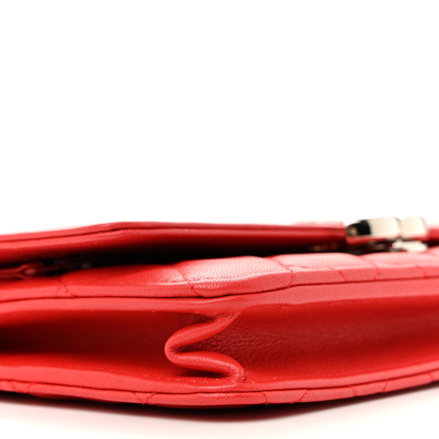 Chanel Grained Calfskin Quilted CC Box Wallet On Chain WOC Red 10 of 15
