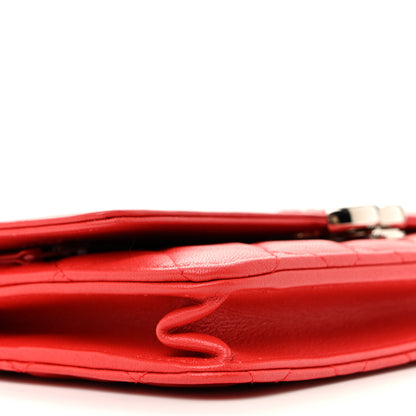 Chanel Grained Calfskin Quilted CC Box Wallet On Chain WOC Red 10 of 15