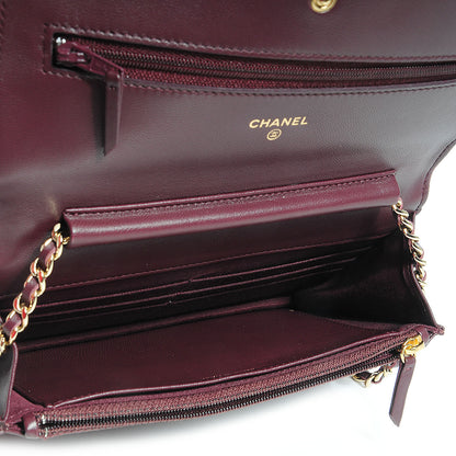 Chanel Lambskin Quilted Wallet On Chain WOC Bordeaux 6 of 9