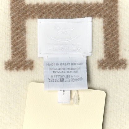 Hermes Wool Cashmere Avalon Baby Blanket Noisette Moyen White 3 of 3