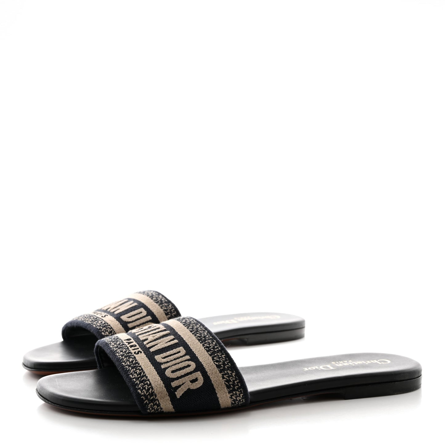 Canvas Embroidered Dway Mules Slide Sandals 39 Deep Blue