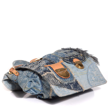 Louis Vuitton Denim Patchwork Posty Messenger Bag Blue 4 of 7