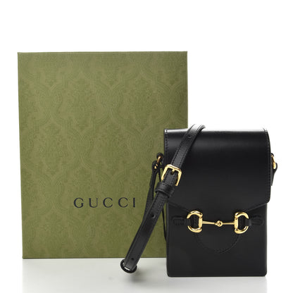 Gucci Boarded Plutone Calfskin Mini Horsebit 1955 Crossbody Bag Black 9 of 9