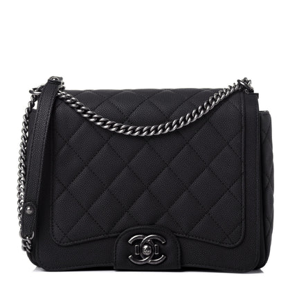 Chanel Washed Caviar Quilted Small Square Turn Around Ligne Flap Dark Grey 1 of 10