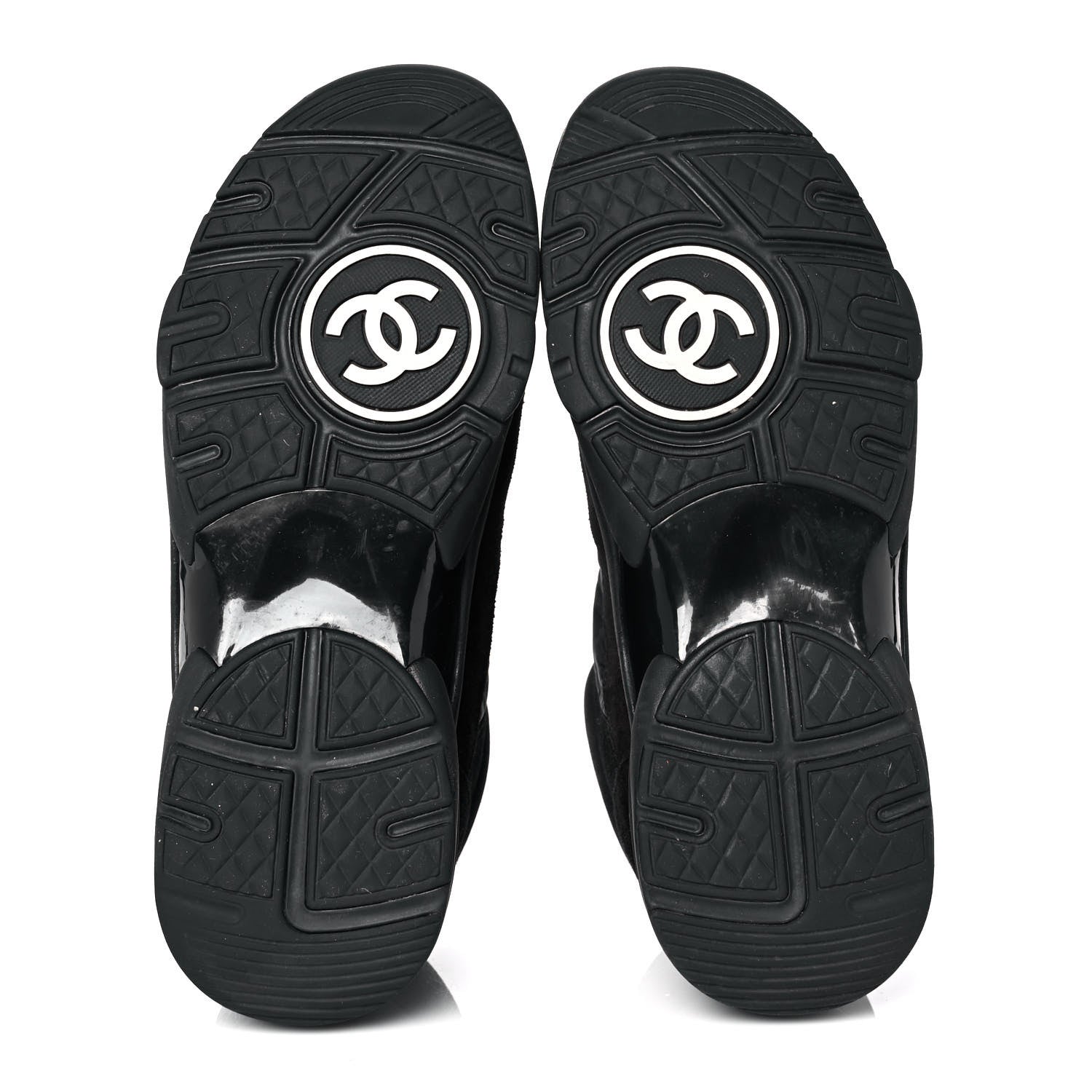 Chanel Fabric Calfskin Suede CC Sneakers 39 Black 5 of 9
